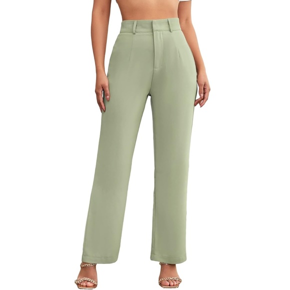 High waisted straight leg trouser, in Mint Green - Picture 1 of 12